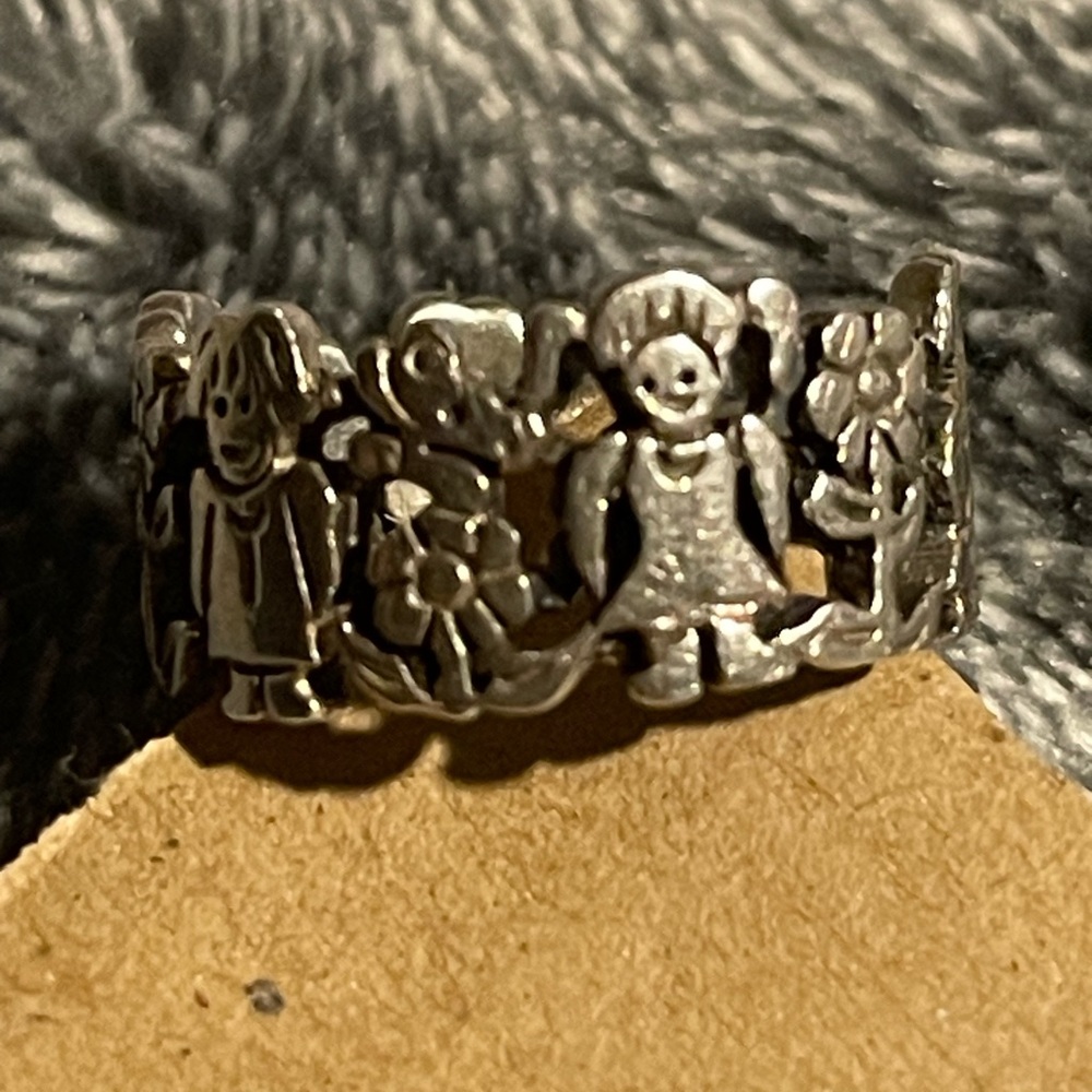 Whimsical Silver Ring with Character Design